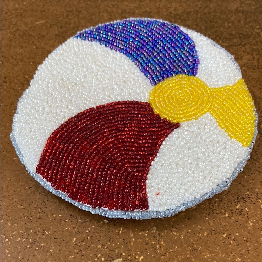 Colorful Beaded Zip Coin Purse Pouch Beach Ball Design
